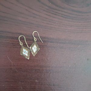 Gold Diamond Geometric Drop Earrings